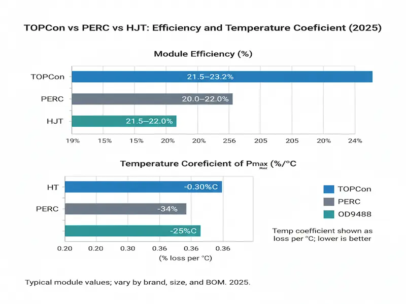 TOPCon vs PERC vs HJT comparison