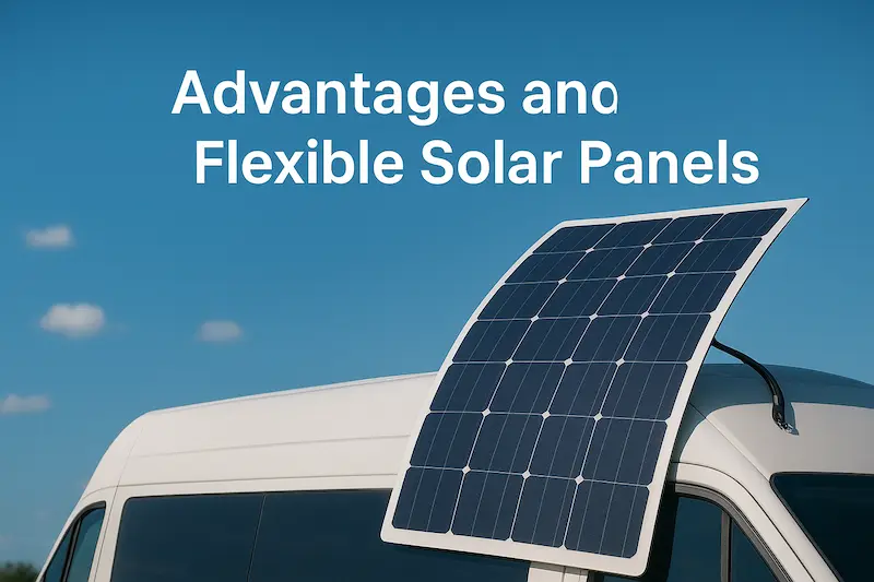 Curved flexible solar panel showing lightweight design benefits