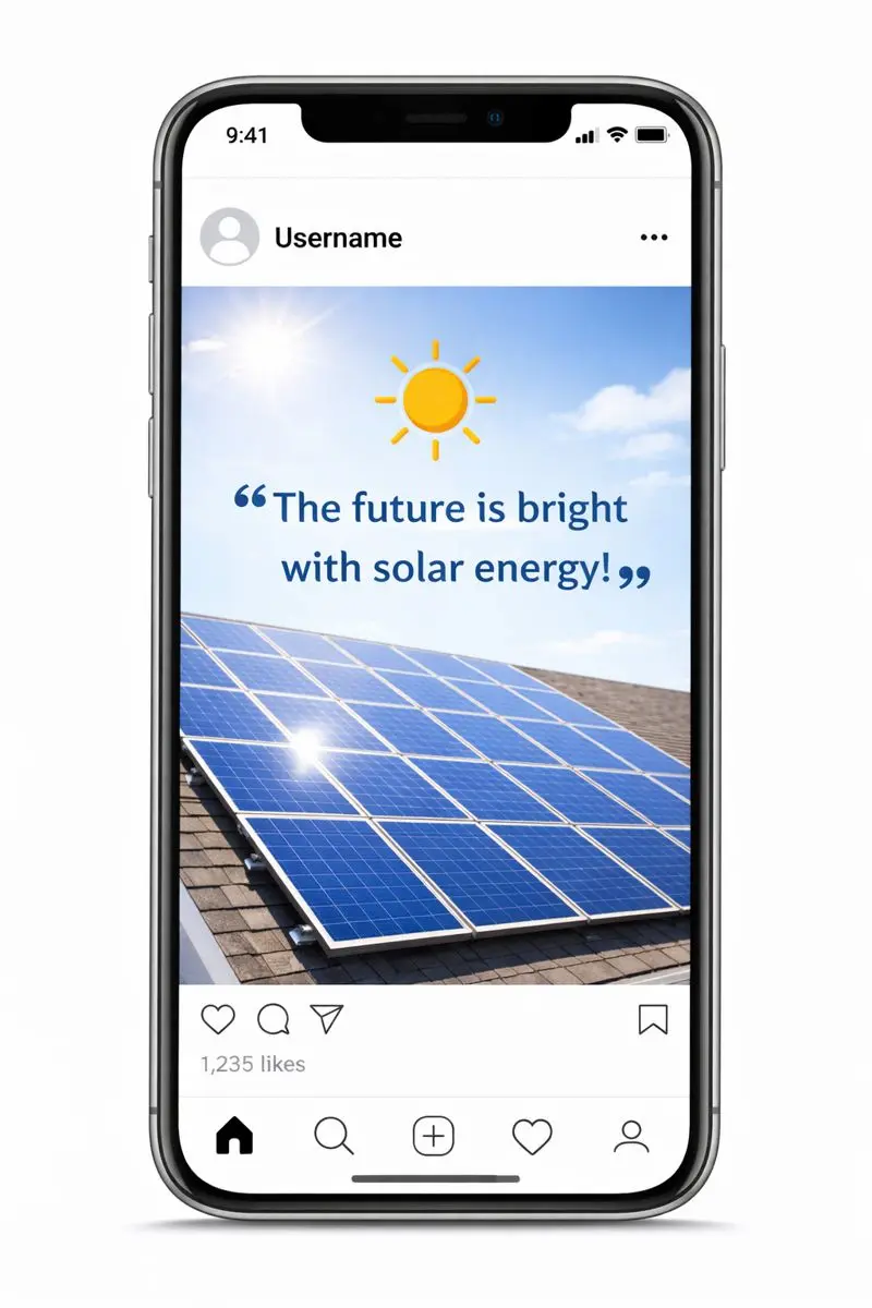 solar energy quote shared on mobile phone screen