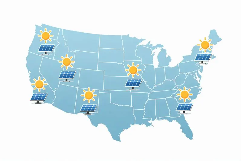 usa map showing solar energy growth and clean power trends